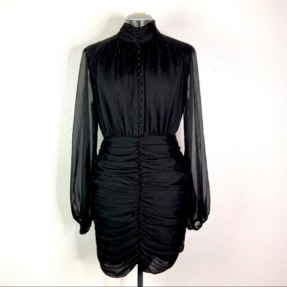 NWT HOUSE OF HARLOW 1960 High Neck Ruched Bodycon Dress - Picture 1 of 11